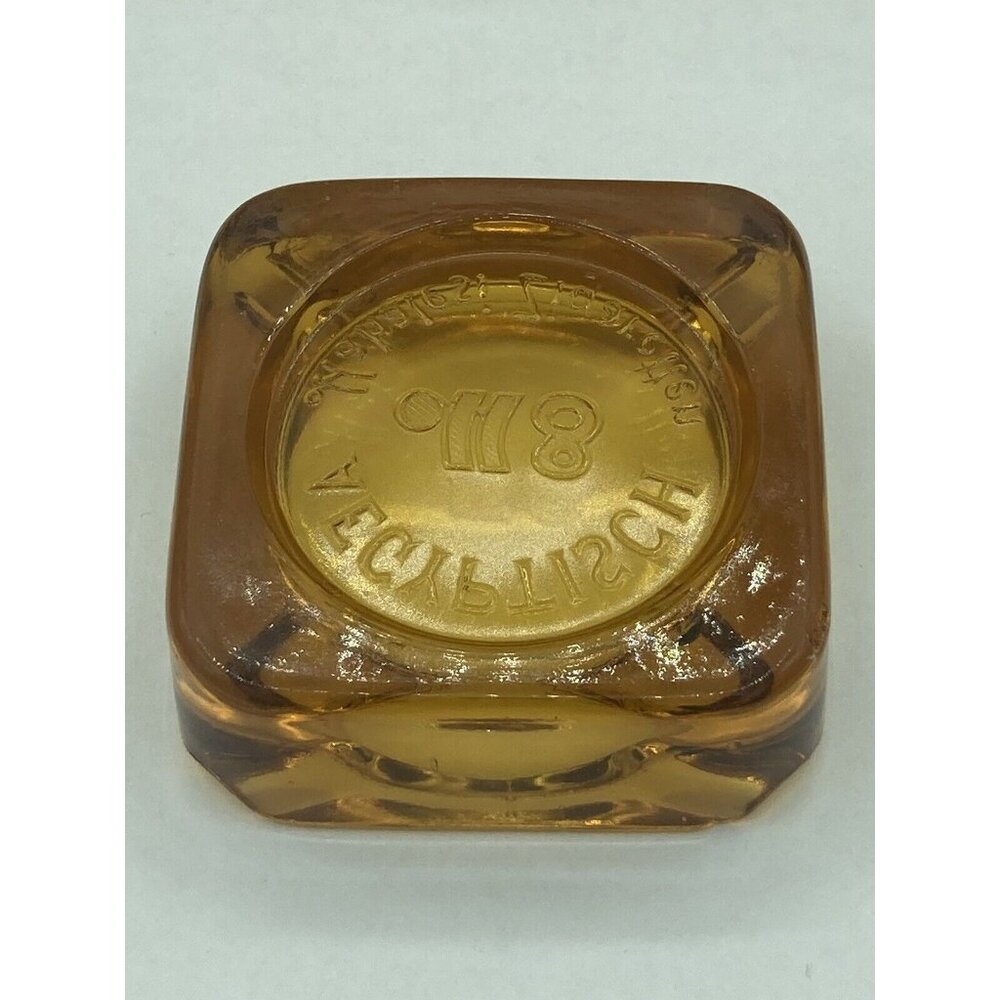 Vintage AEGYPTISCH MAHALLESI ZIGARETTEN Ashtray Amber Glass READ